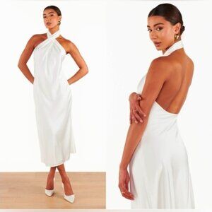 NWOT Show Me Your Mumu Jasmine Halter Midi Dress In Ivory Size S